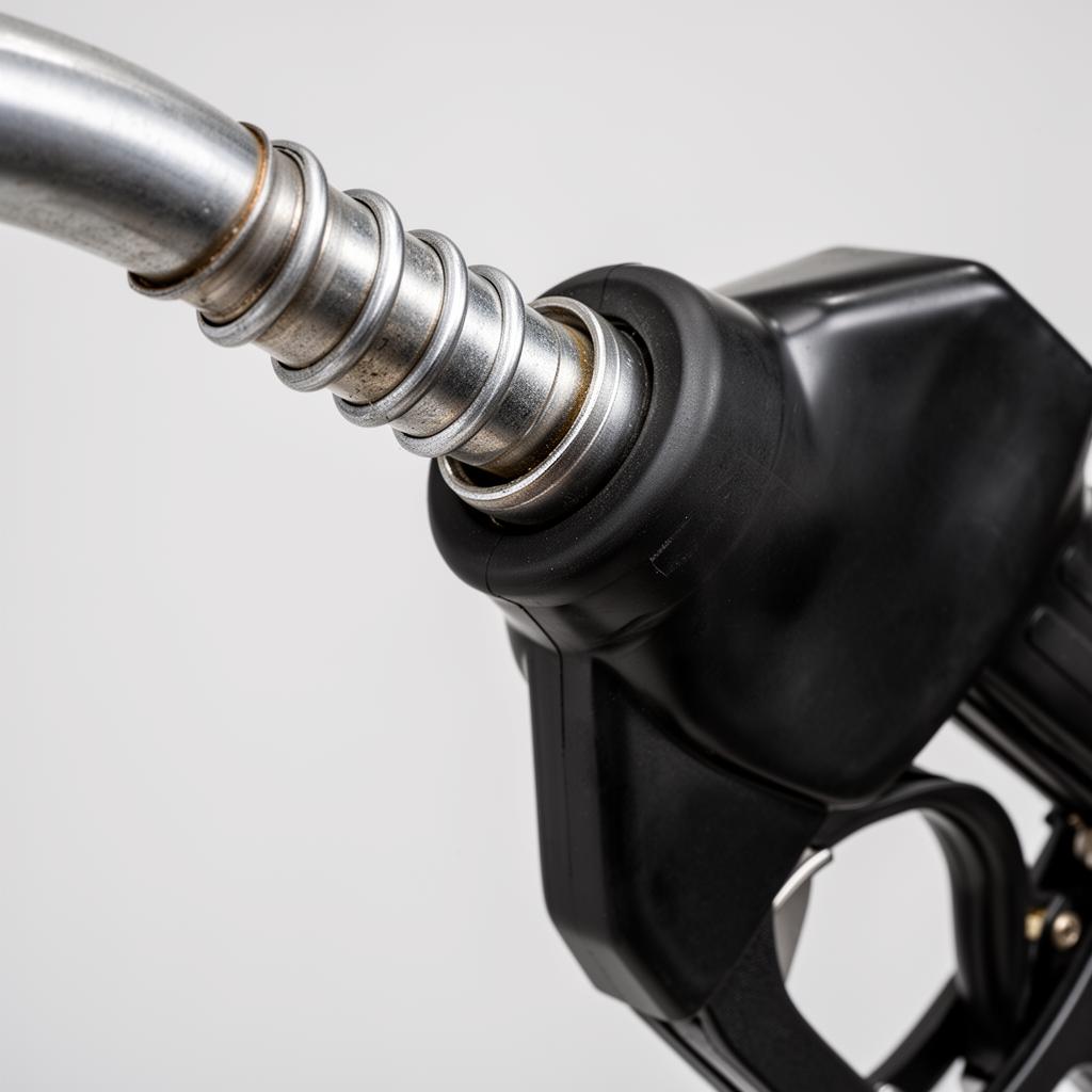 Macro-opname van tankpistool: slang, koppeling en beschermrubber